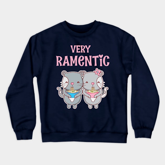 Ramentic Cats eating ramen soba noodles sweet Crewneck Sweatshirt by Antzyzzz